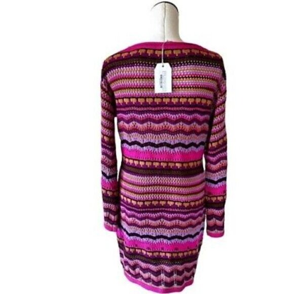 VICI Free The Roses L NWT Crochet Knit Multi Colored Dress Fuchsia Multi Long - Picture 11 of 12
